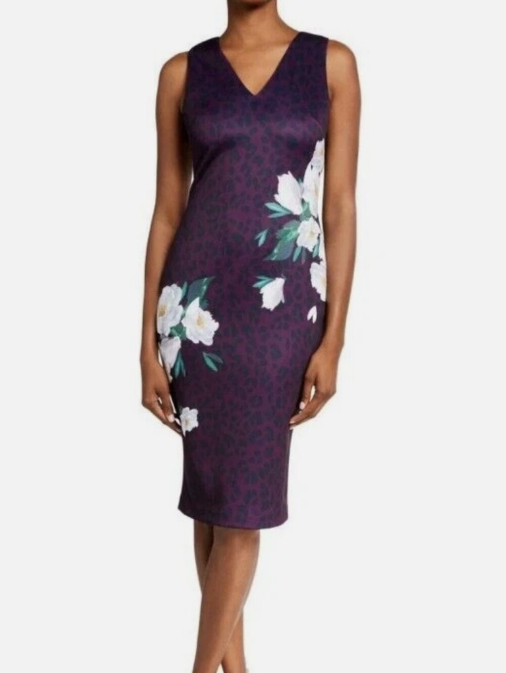 Ted Baker Toriiy Wilderness Floral Leopard Bodycon Dress Size 3 US 8